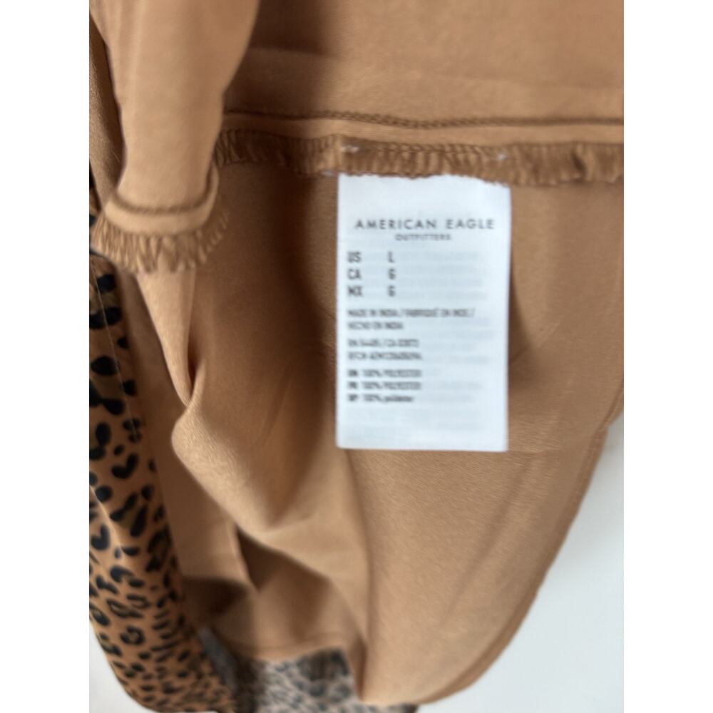 American Eagle Leopard Midi Dress Large Brown Aline Vneck Sleeveless Boho - Picture 7 of 7